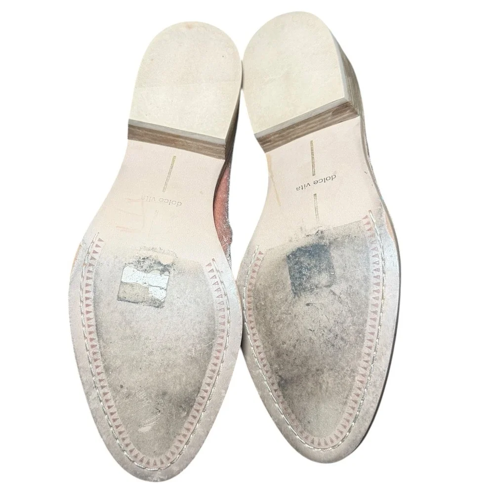 Dolce Vita‎ Ankle Booties Womens 7.5 Pink Crushed Velvet Pointed Toe Block Heel